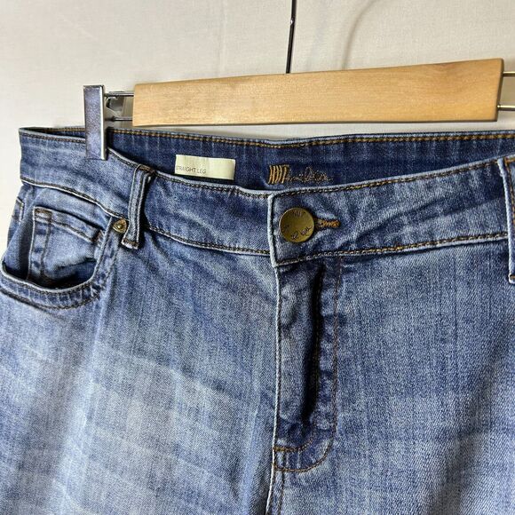 Kut From The Kloth Blue Medium Wash Mid-Rise Straight Leg Cropped Jeans Size 16W - Picture 4 of 13